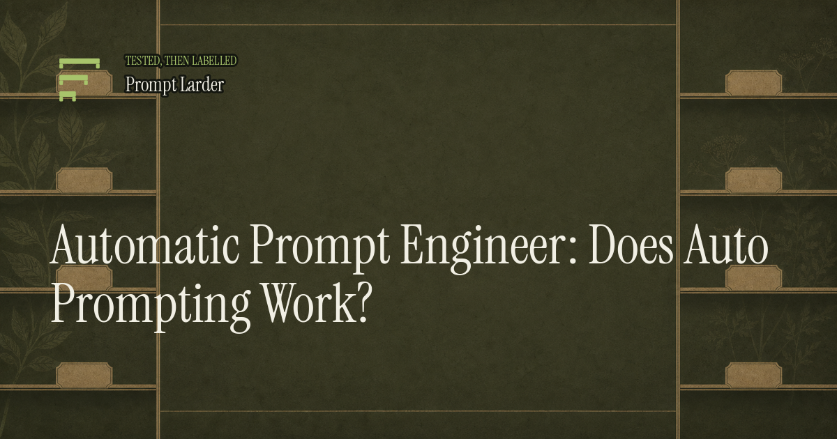 Automatic Prompt Engineer: Does Auto Prompting Work?