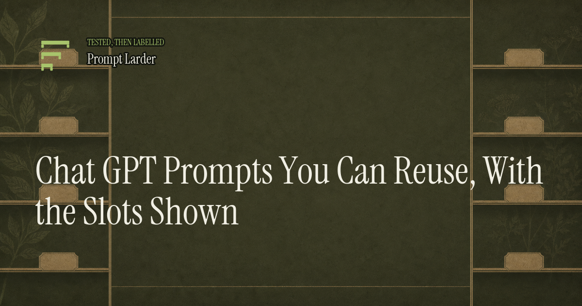 Chat GPT Prompts You Can Reuse, With the Slots Shown