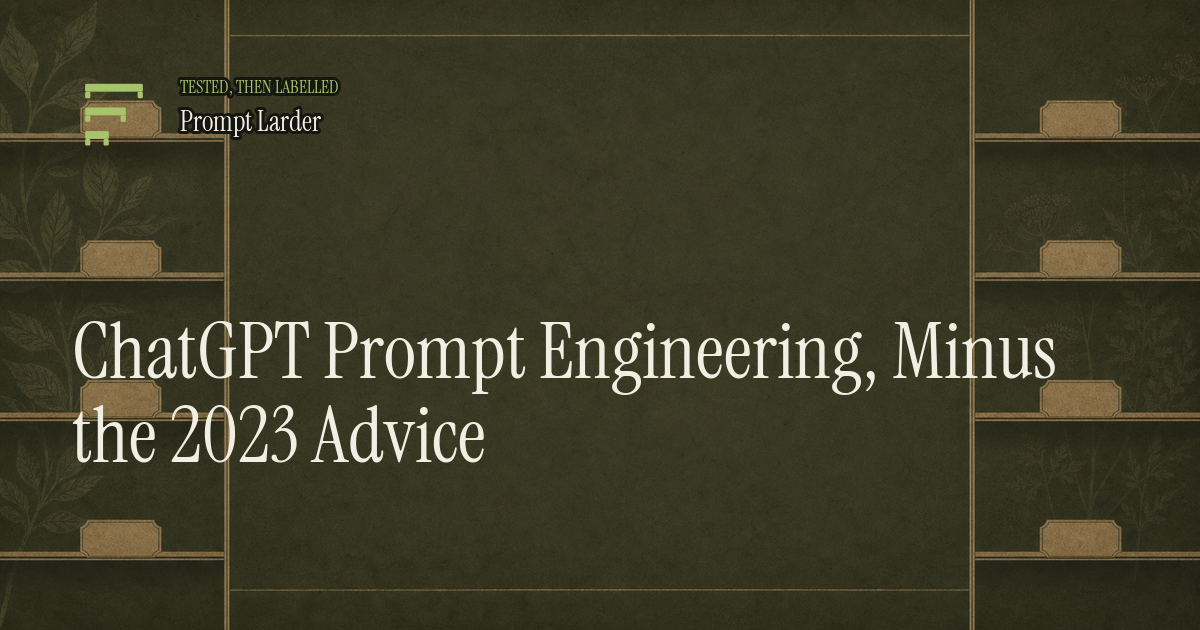 ChatGPT Prompt Engineering, Minus the 2023 Advice