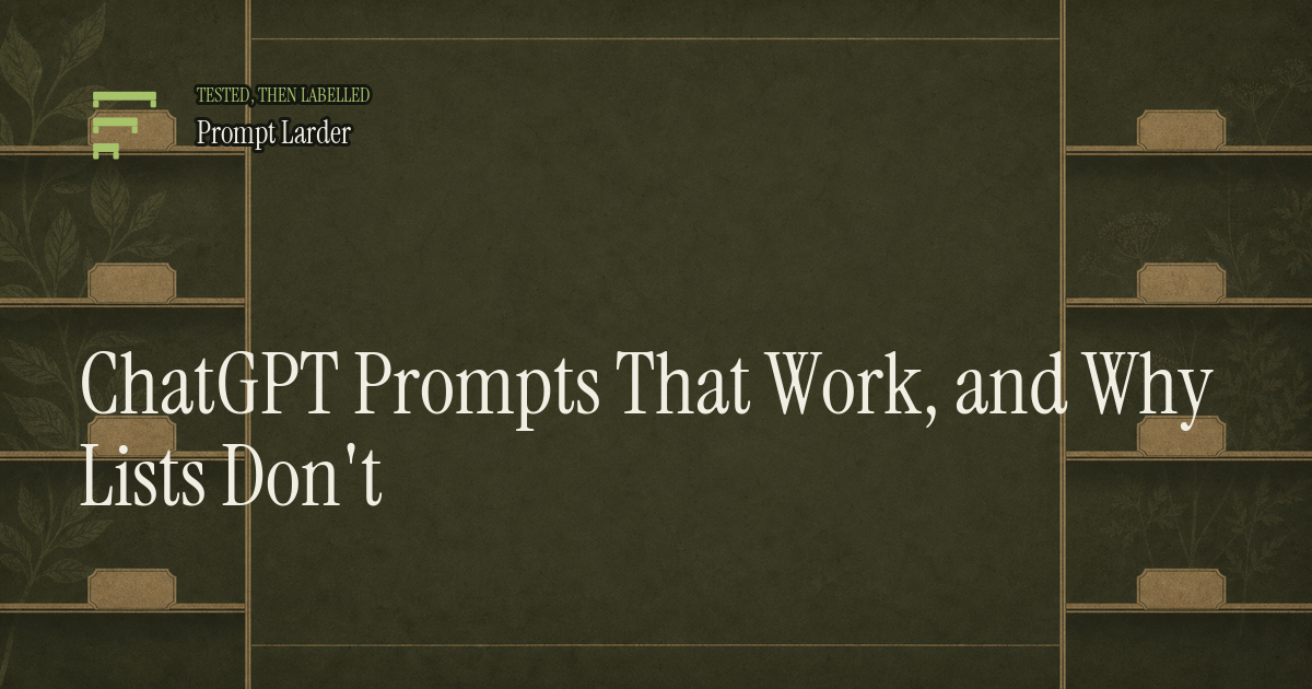 ChatGPT Prompts That Work, and Why Lists Don't