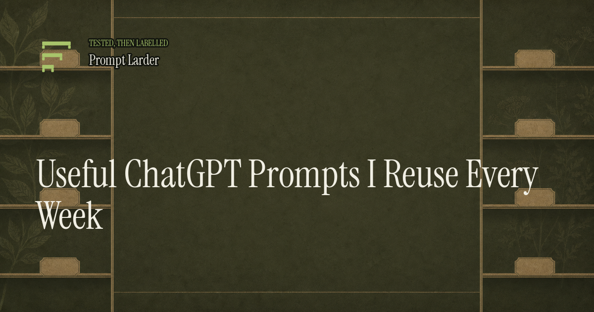 Useful ChatGPT Prompts I Reuse Every Week
